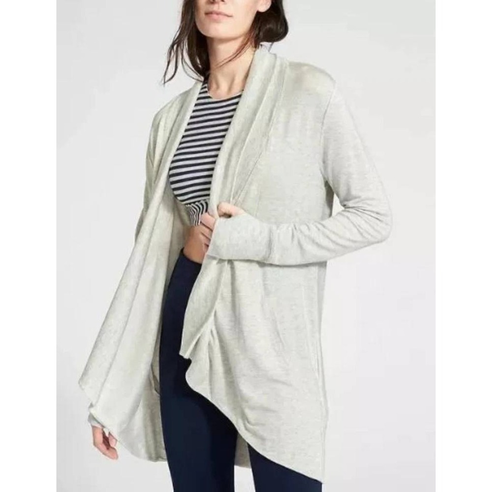 Athleta Pranayama Wrap Cardigan Open Front Gray‎ Athleisure Womens Size S